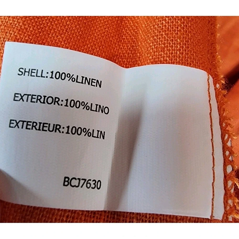 Insight Linen Longline‎ Open Front Jacket Womens 14 Orange Artsy Fitted VTG